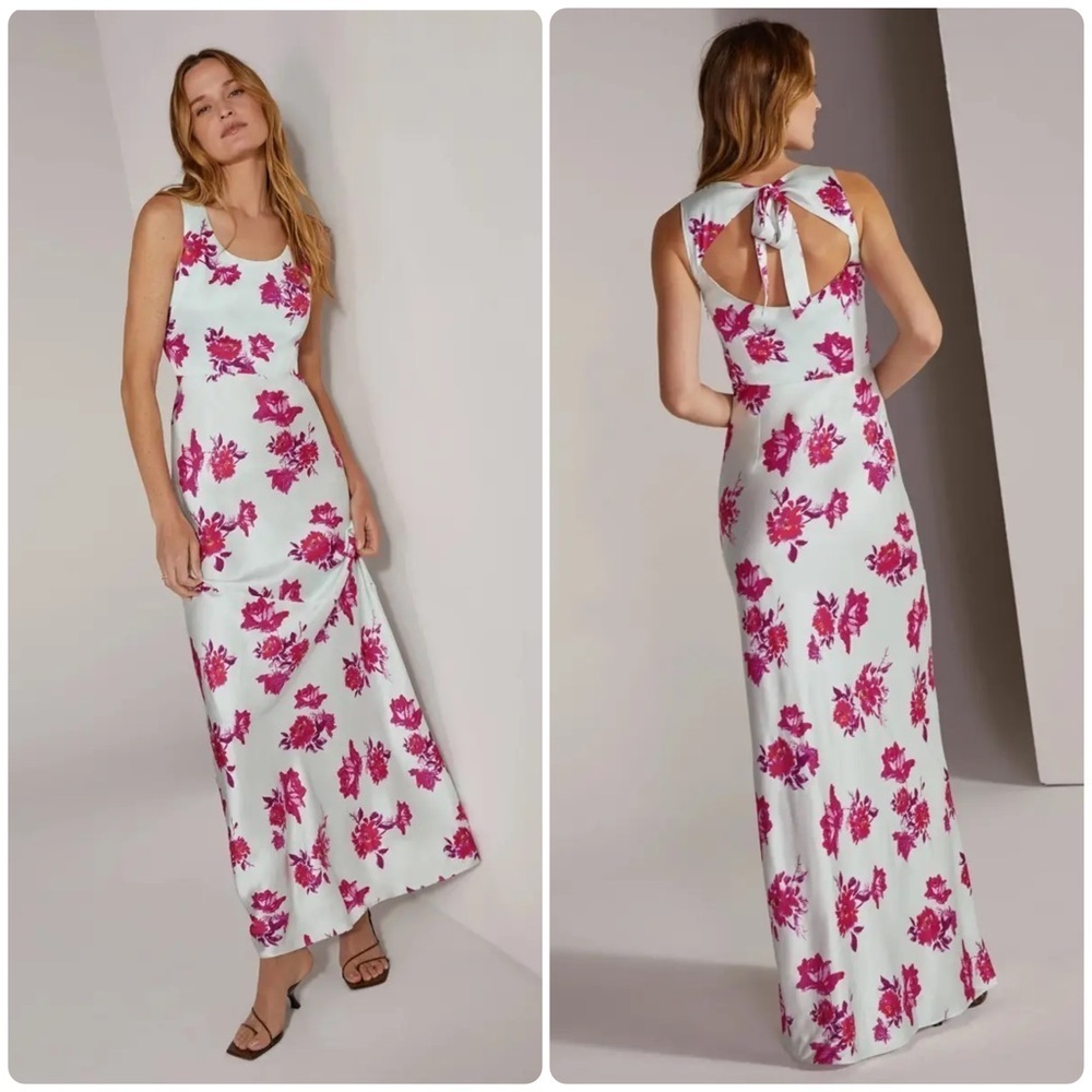 Favorite Daughter White Maxi Dress with Pink Floral Print
